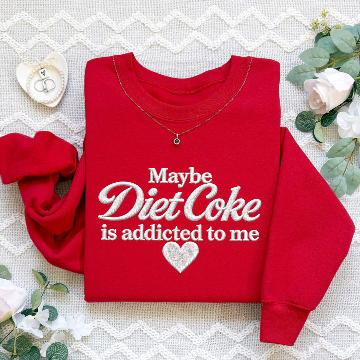 Soda Lover Embroidered Fleece Pullover – \"Diet Coke\"