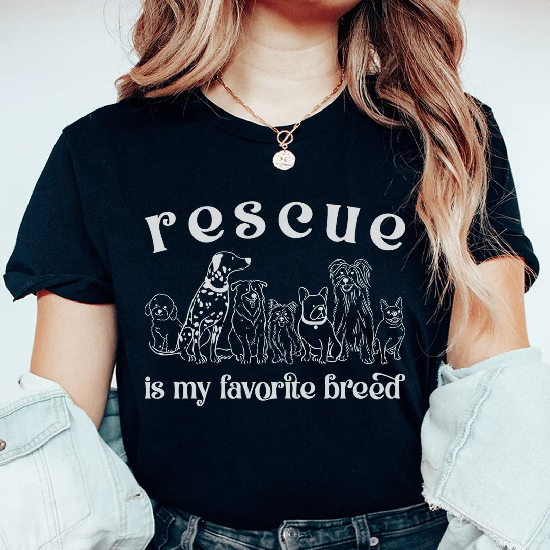 Rescue Is My Favorite Breed Tee Black Heather / S Peachy Sunday T-Shirt
