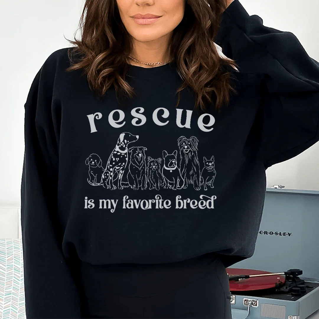 Rescue Is My Favorite Breed Tee Black / S Peachy Sunday T-Shirt