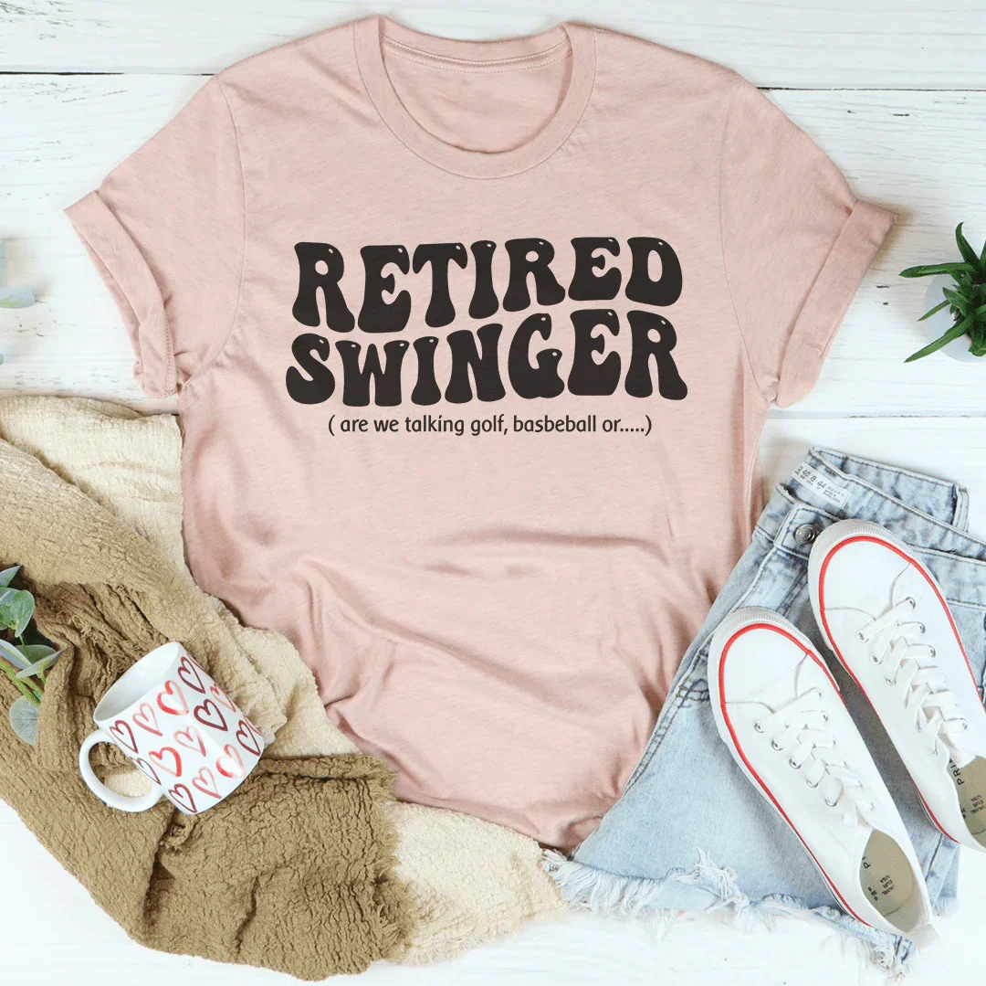Retired Swinger Are We Talking Golf Baseball Or Tee Heather Prism Peach / S Peachy Sunday T-Shirt