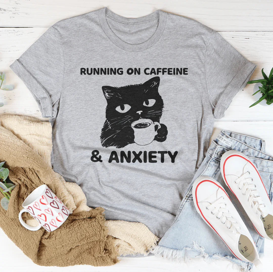 Running On Caffeine & Anxiety Tee Athletic Heather / S Peachy Sunday T-Shirt