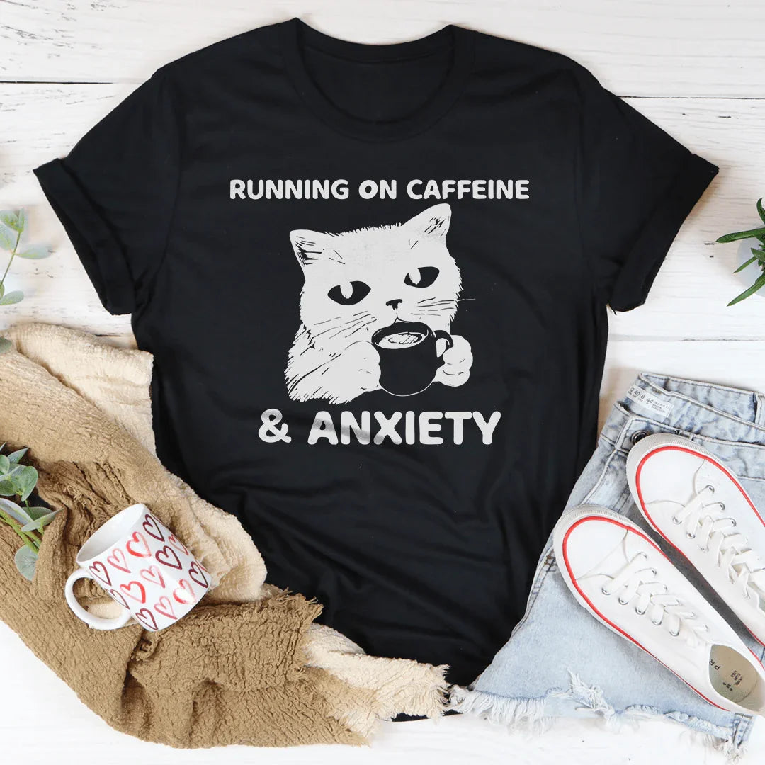 Running On Caffeine & Anxiety Tee Black Heather / S Peachy Sunday T-Shirt