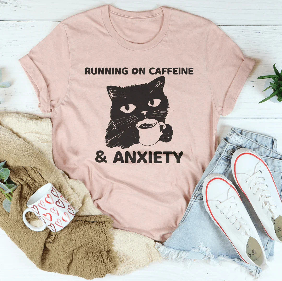 Running On Caffeine & Anxiety Tee Heather Prism Peach / S Peachy Sunday T-Shirt