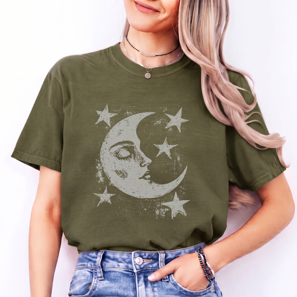 T-shirt Lune et étoiles célestes