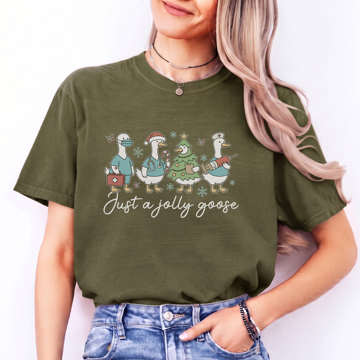 „Just A Jolly Goose“ – Verspieltes Feiertags-Top mit Tiermotiv