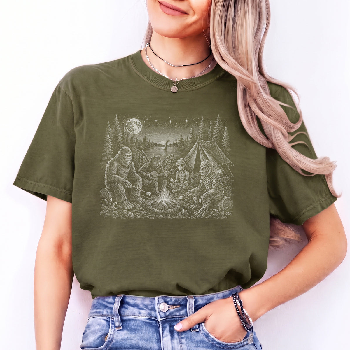 Funny Cryptid Camping Tee