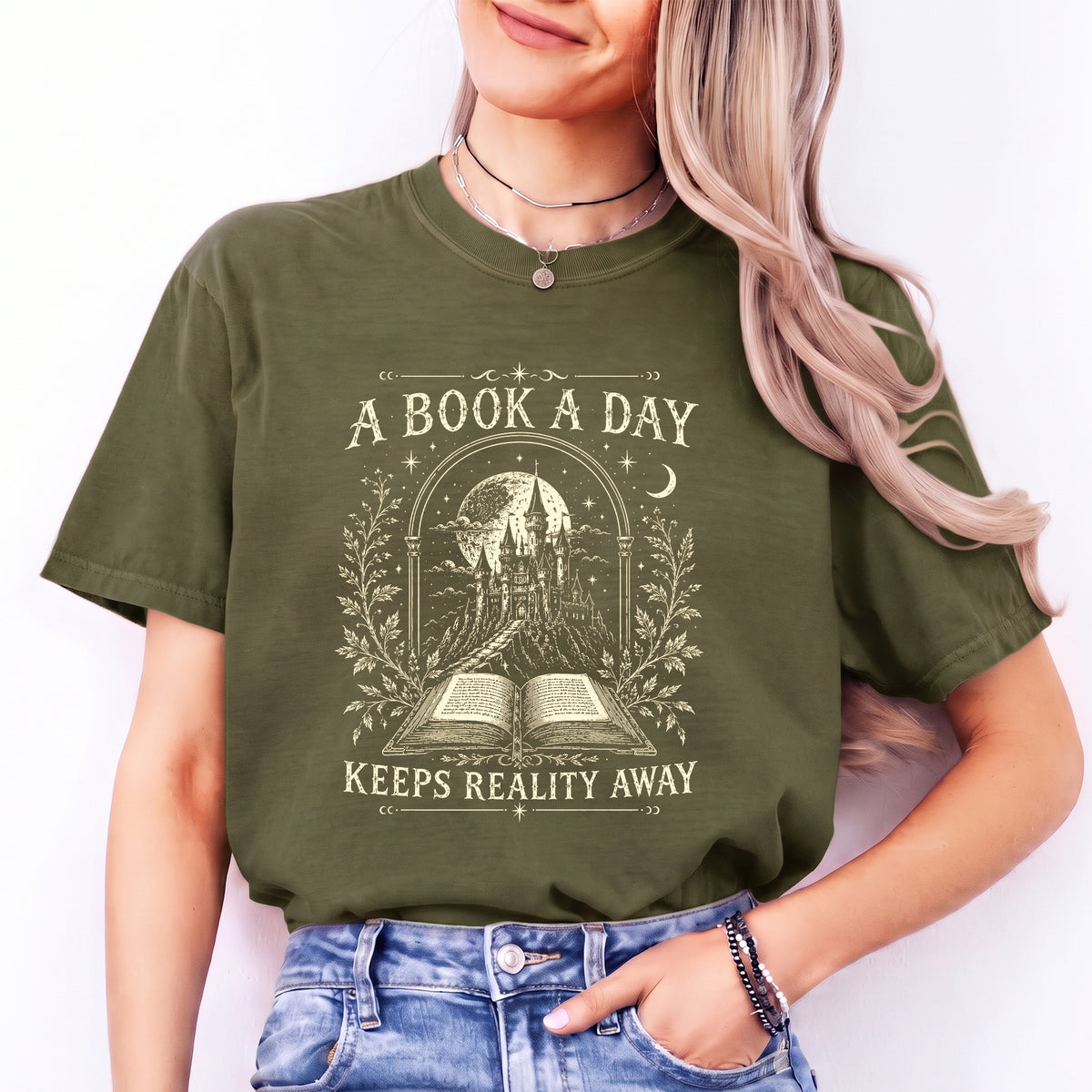 T-Shirt „Ein Buch am Tag“ mit Drachenmotiv