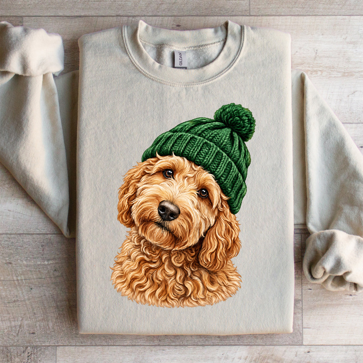 Sudadera retro de Goldendoodle con gorro tejido