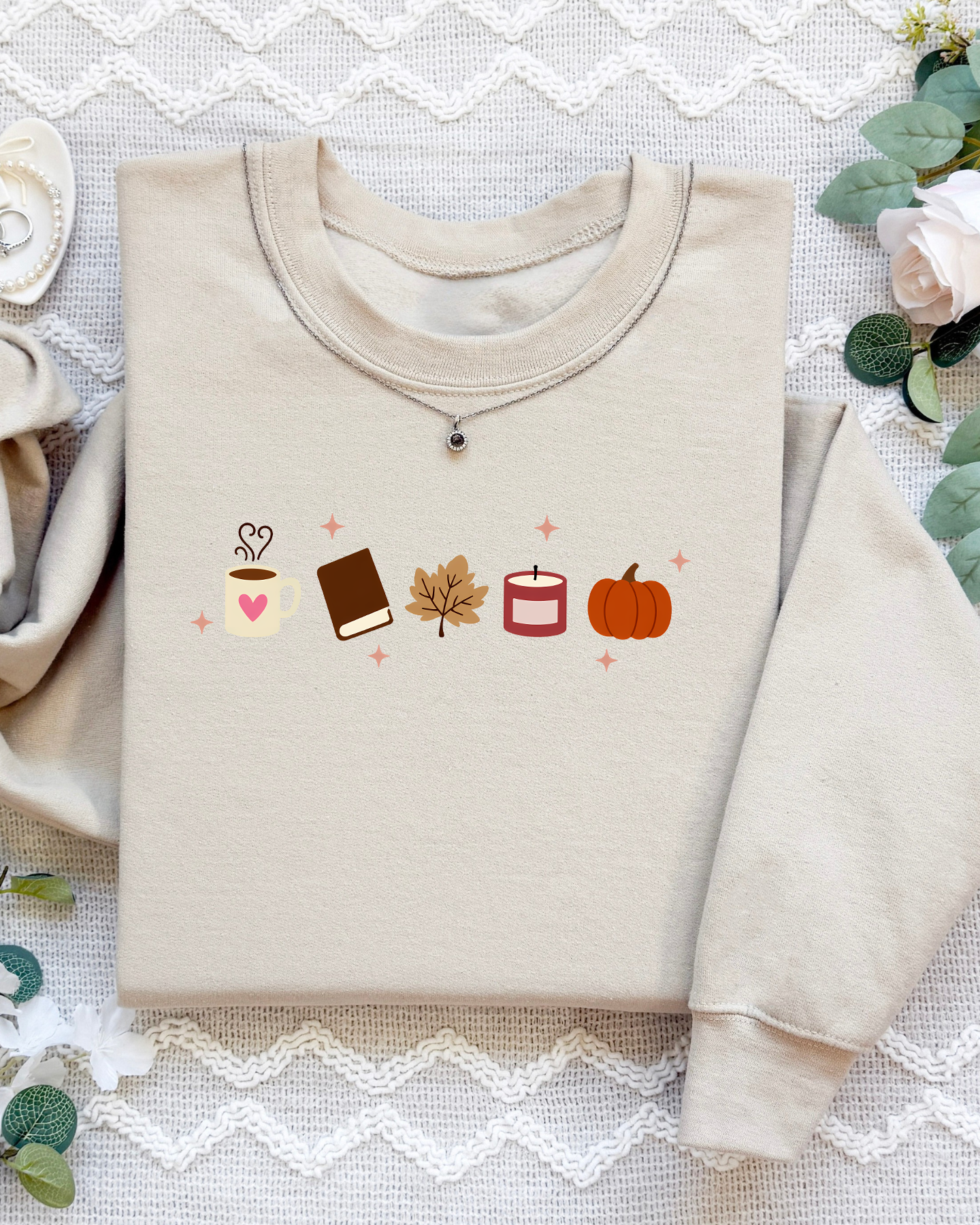 Book Lover Fall Embroidered Sweatshirt