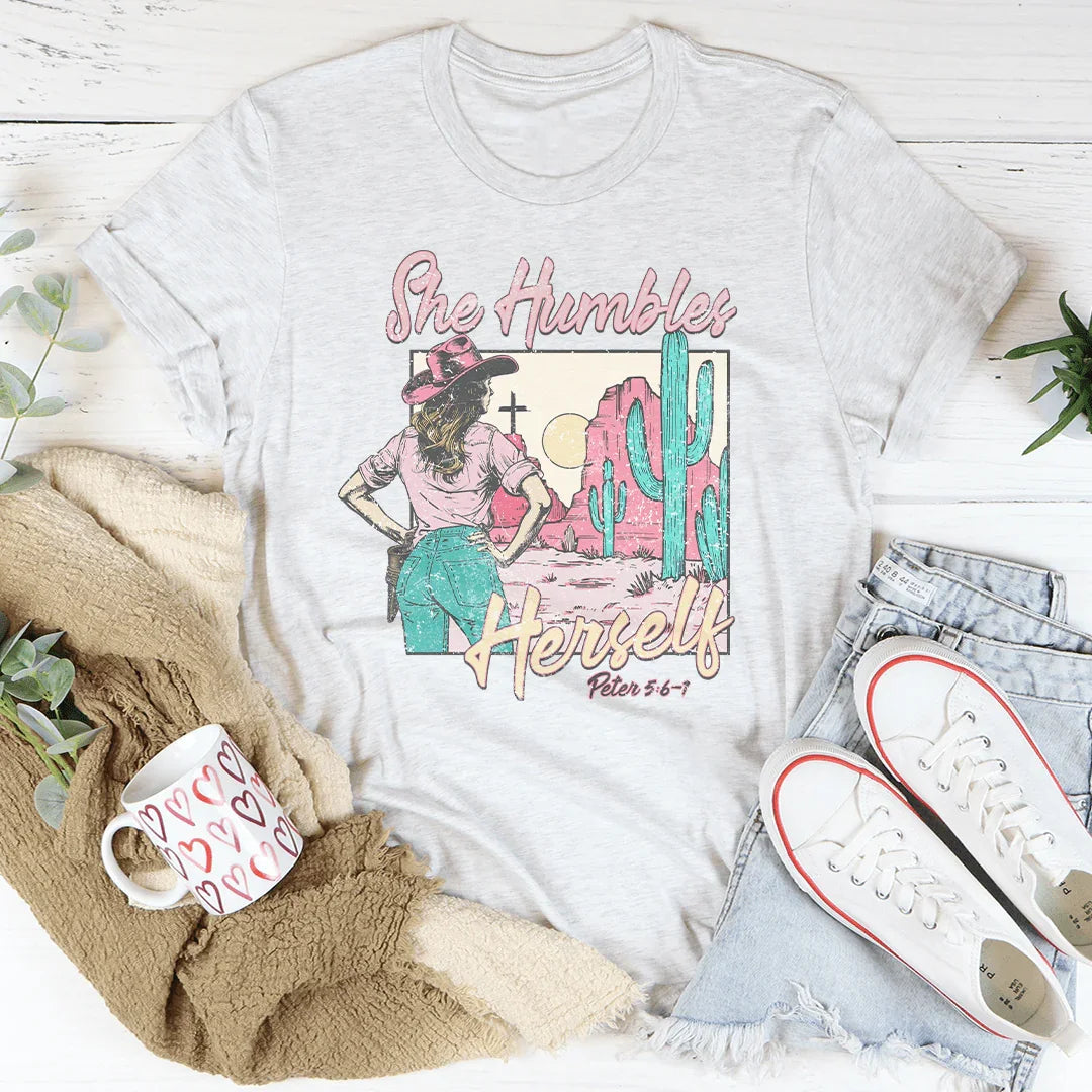 She Humbles Herself Cowgirl Tee Ash / S Peachy Sunday T-Shirt