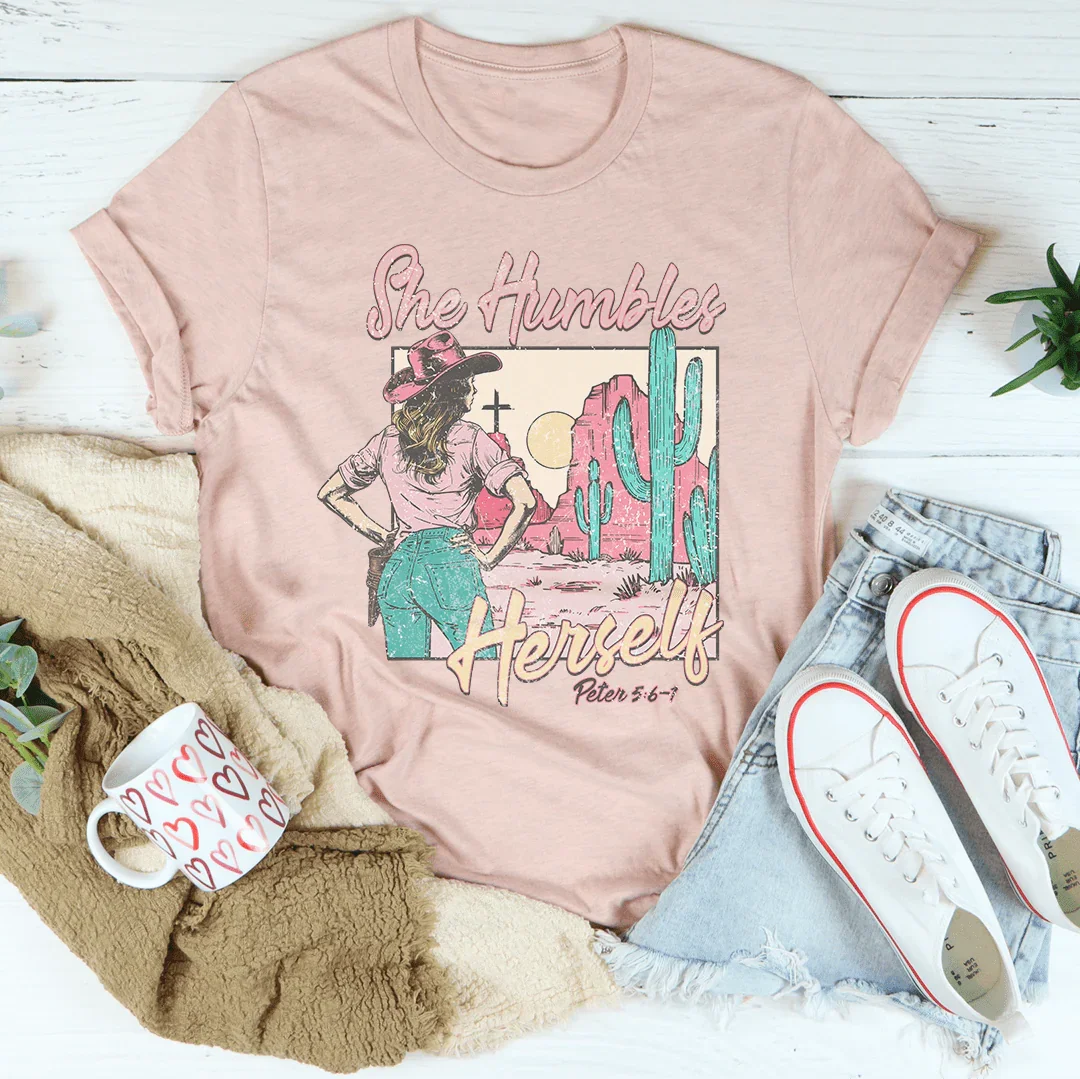 She Humbles Herself Cowgirl Tee Heather Prism Peach / S Peachy Sunday T-Shirt