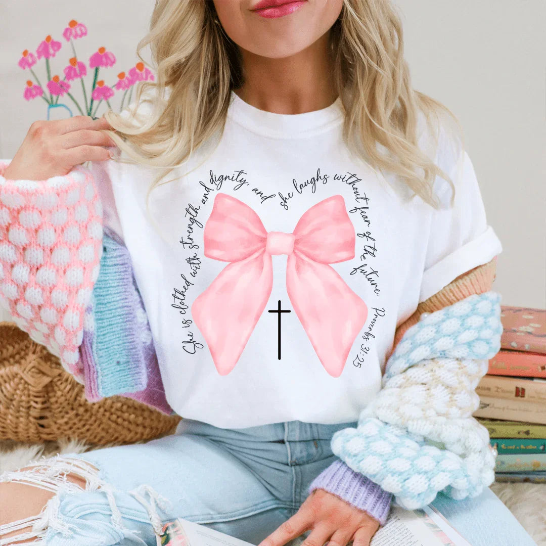 She Is Clothed With Strength And Dignity Tee Ash / S Peachy Sunday T-Shirt