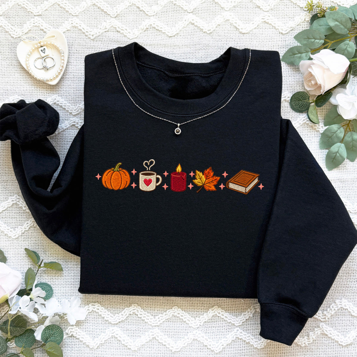 Kuscheliges besticktes Fleece-Sweatshirt für den Herbst