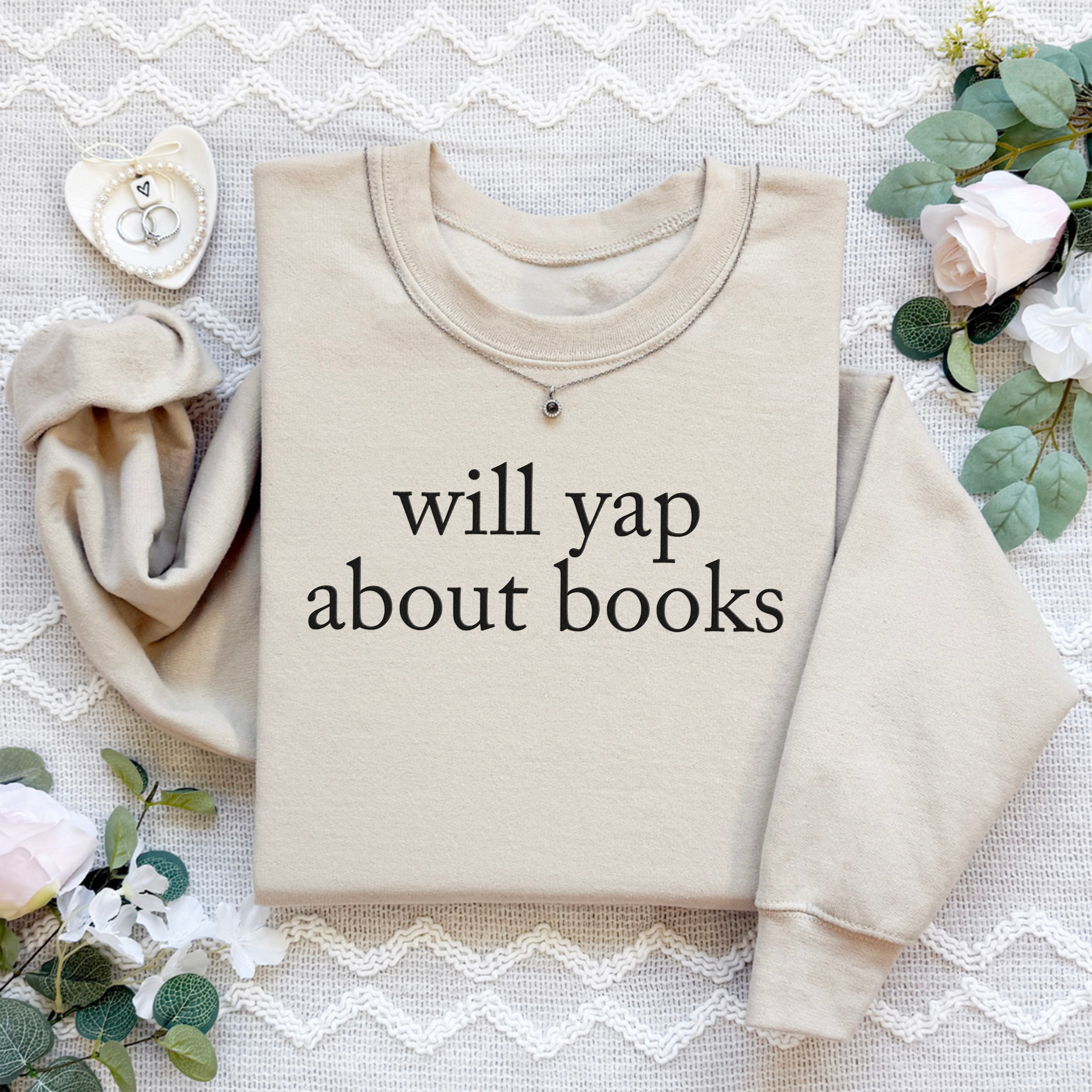 Embroidered Will Yap About Books Sweatshirt