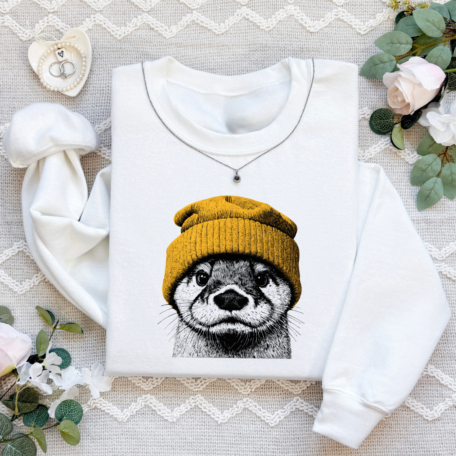 Otter In Beanie Sweatshirt