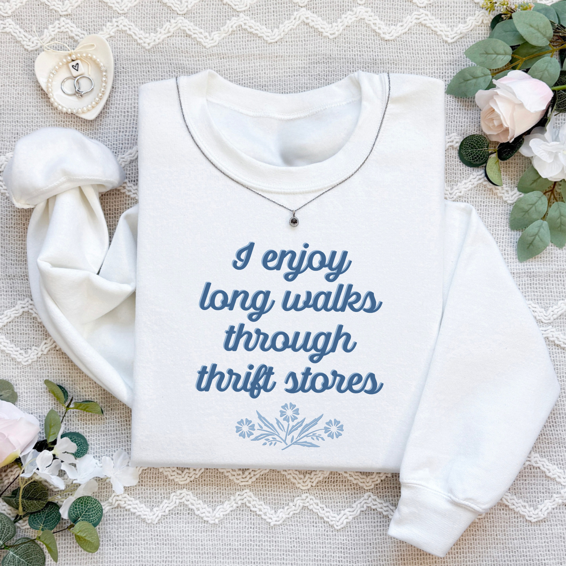I Enjoy Long Walks Through Thrift Stores Vintage Inspired Sweatshirt