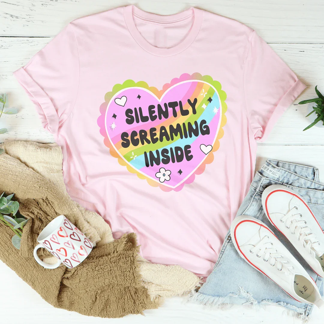 Silently Screaming Inside Tee Pink / S Peachy Sunday T-Shirt