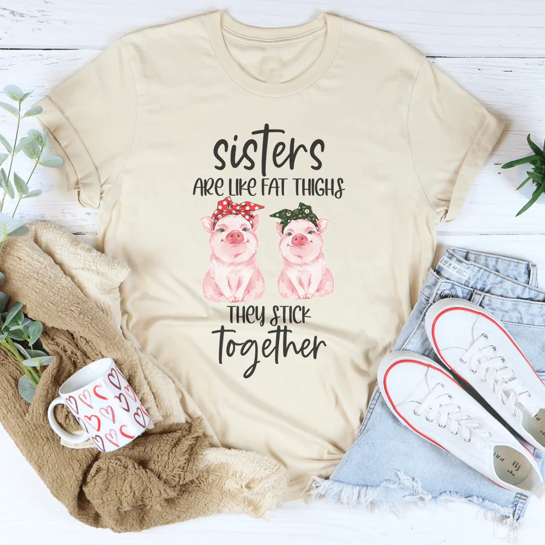 Sisters Are Like Fat Thighs They Stick Together Tee Soft Cream / S Peachy Sunday T-Shirt