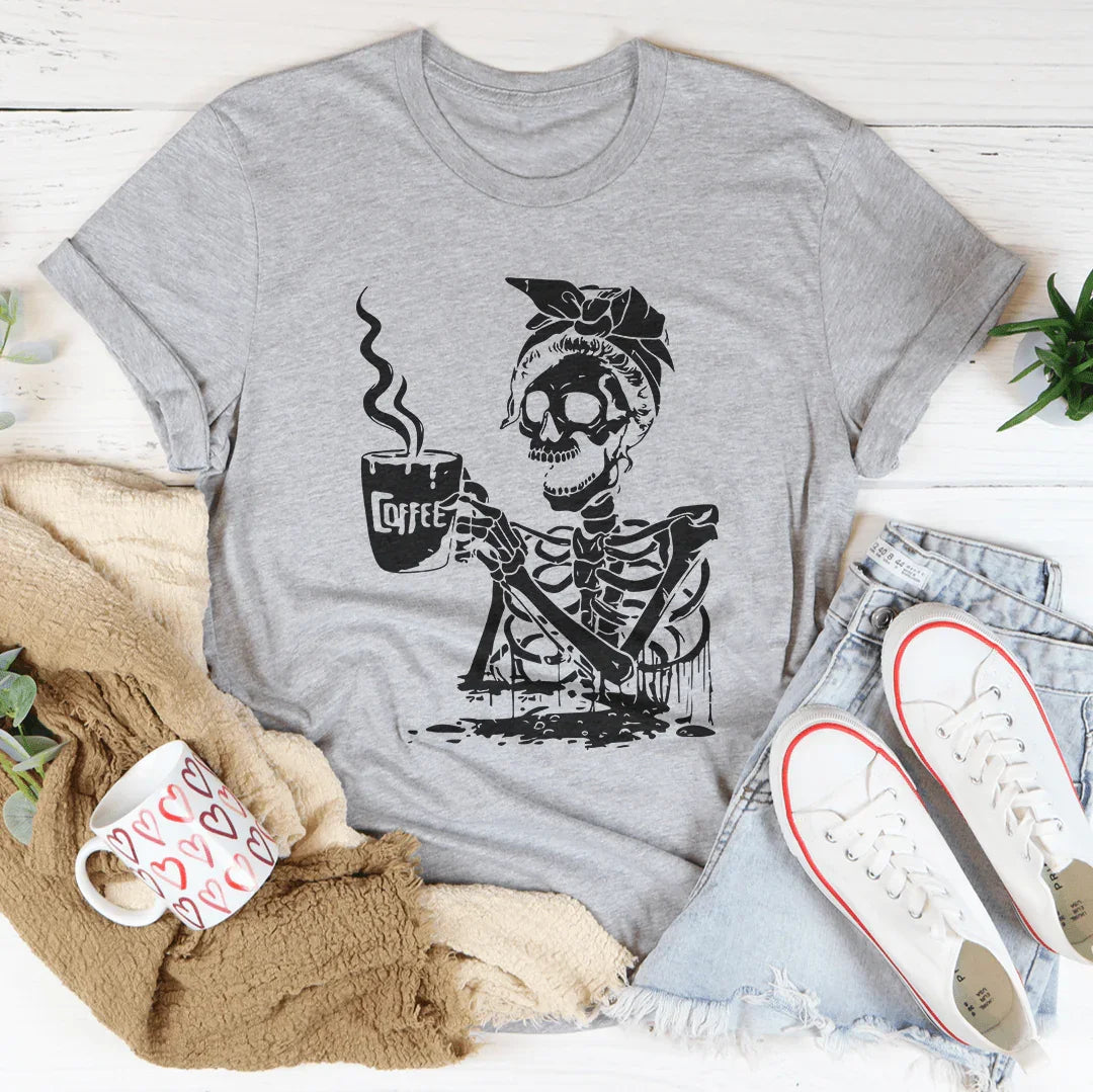 Skeleton Coffee Tee Athletic Heather / S Peachy Sunday T-Shirt