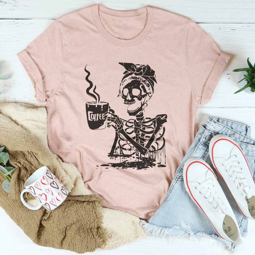 Skeleton Coffee Tee Heather Prism Peach / S Peachy Sunday T-Shirt