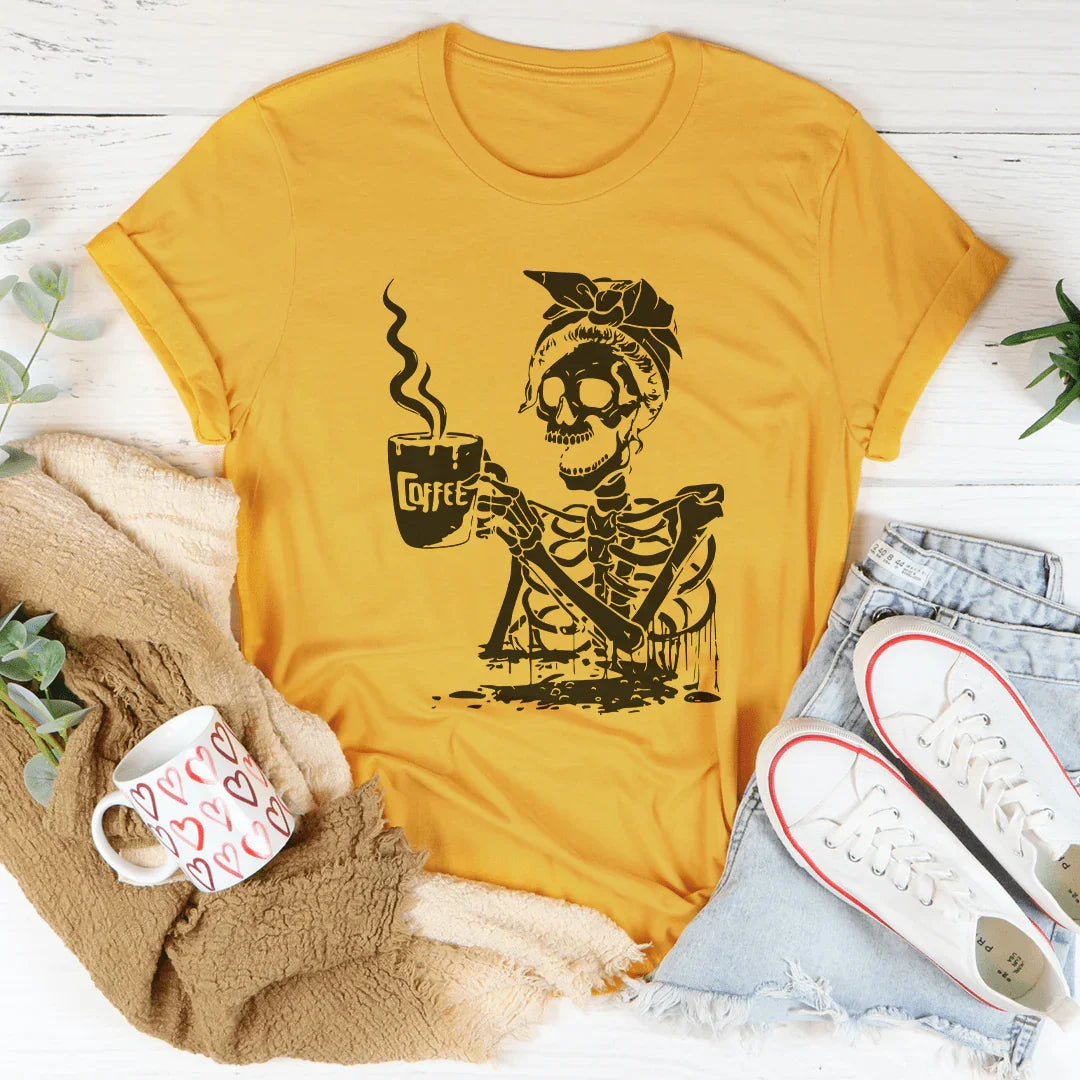 Skeleton Coffee Tee Mustard / S Peachy Sunday T-Shirt