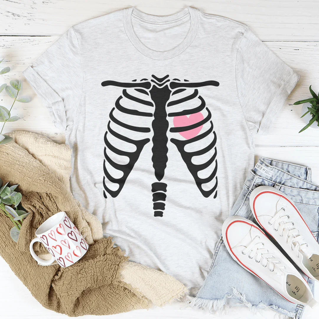 Skeleton With Heart Tee White / S Peachy Sunday T-Shirt