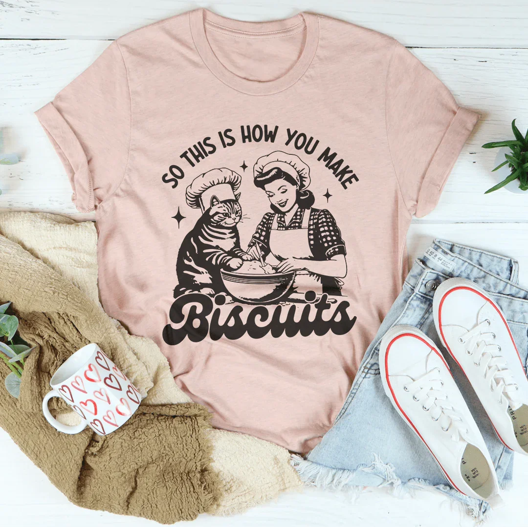 So This Is How You Make Biscuits Black Tee Heather Prism Peach / S Peachy Sunday T-Shirt