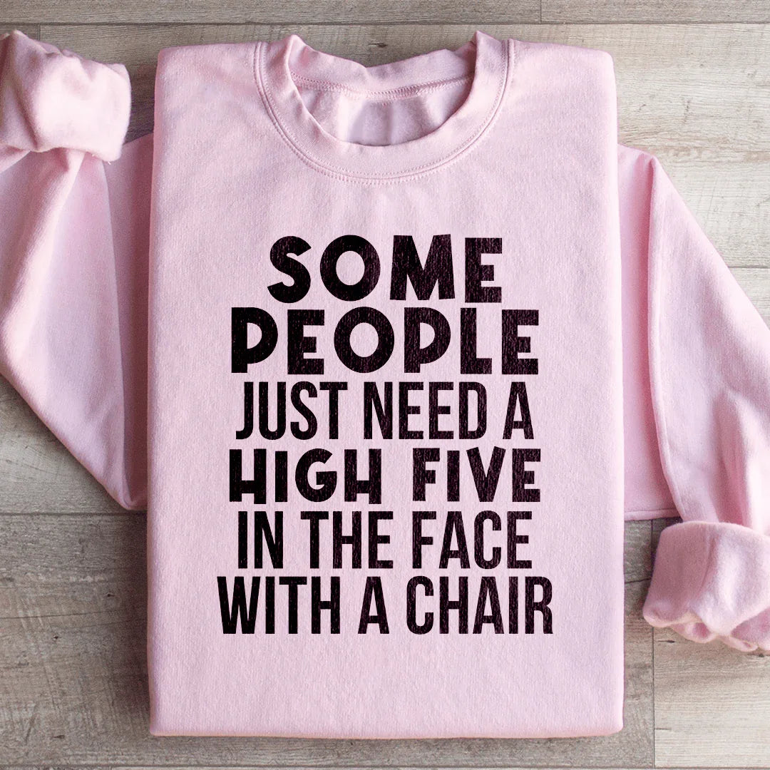 Some People Just Need A High Five Sweatshirt Light Pink / S Peachy Sunday T-Shirt