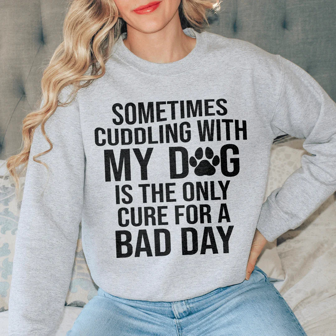 Sometimes Cuddling With My Dog Sweatshirt Sport Grey / S Peachy Sunday T-Shirt