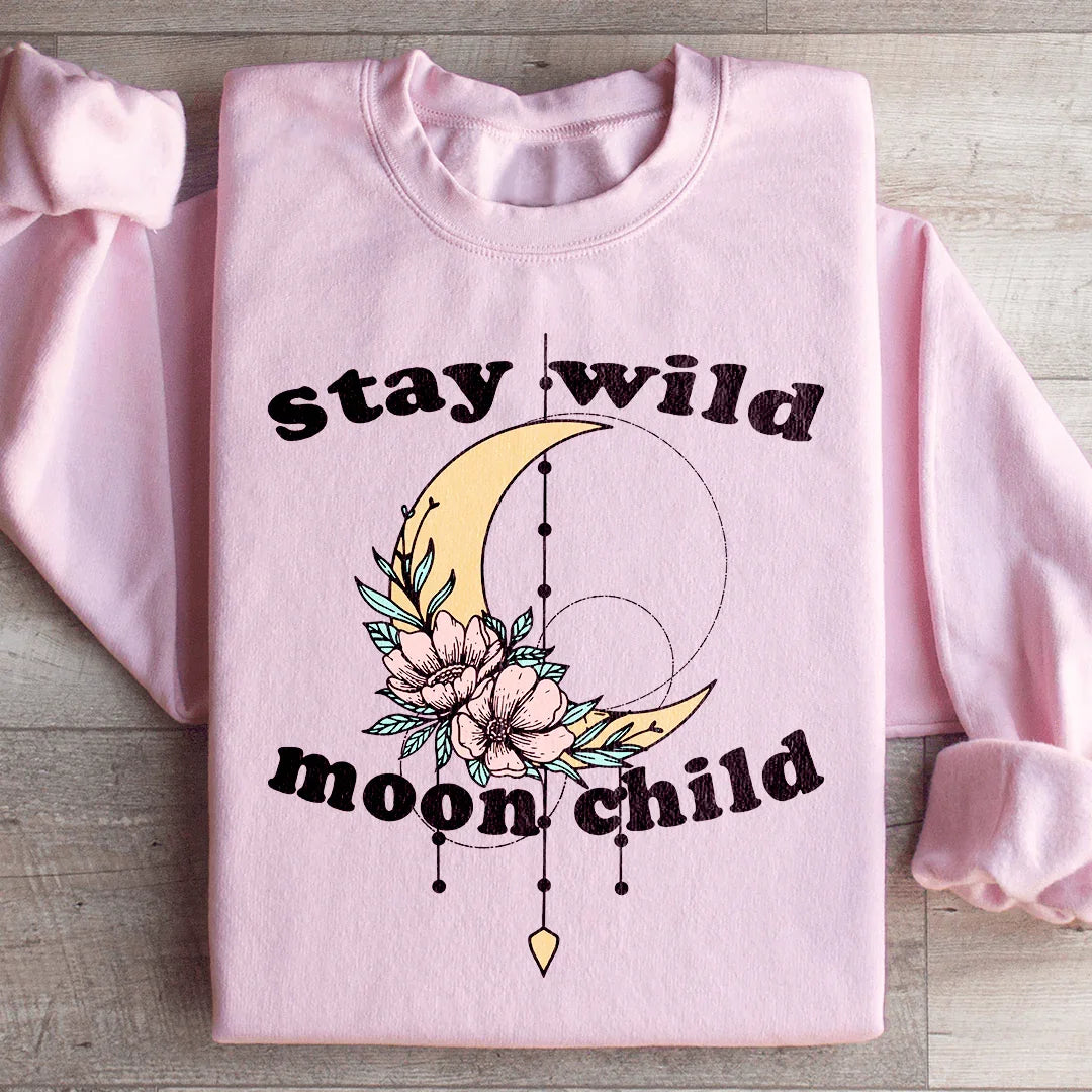 Stay Wild Moon Child Boho Sweatshirt Light Pink / S Peachy Sunday T-Shirt