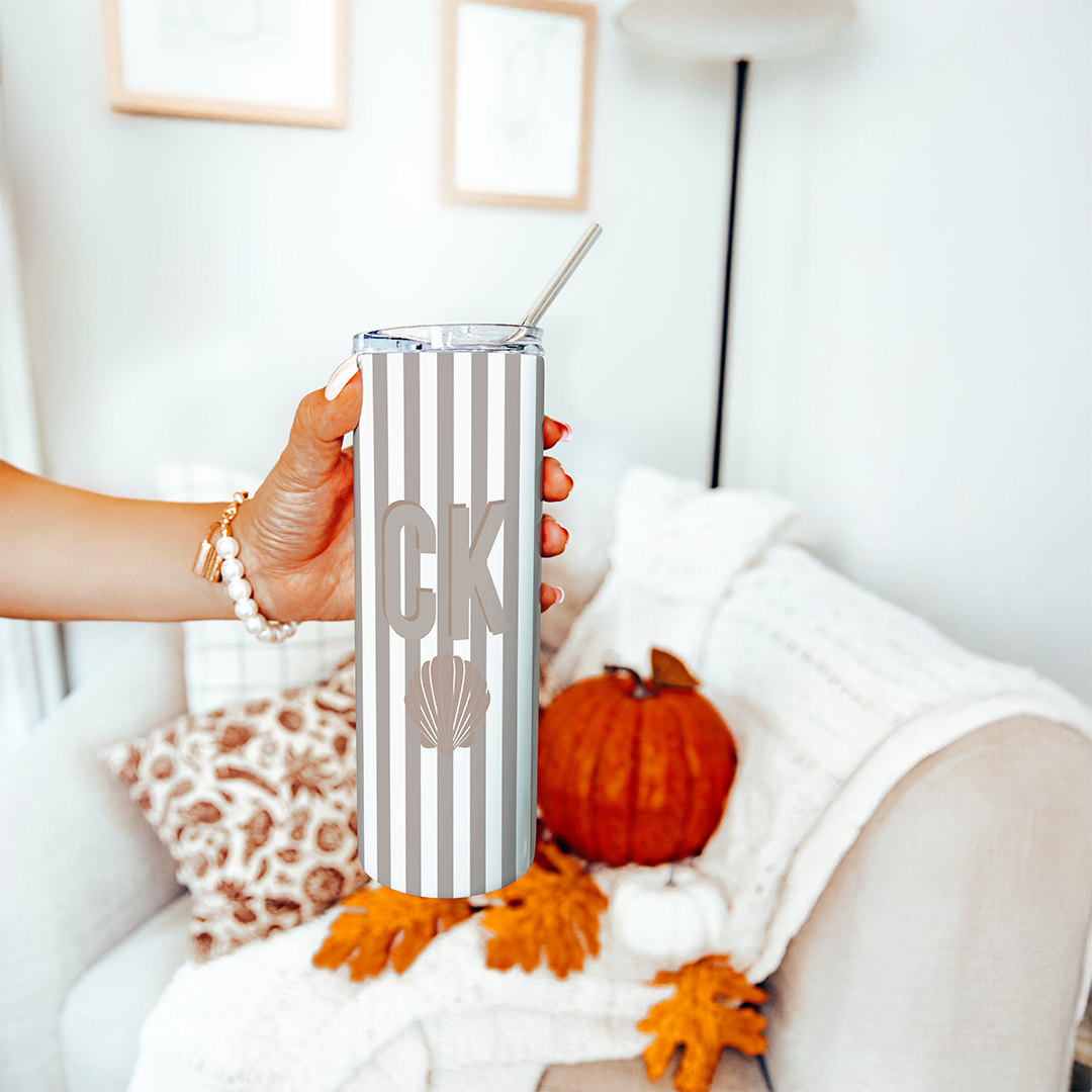 Personalized Striped Beach Girls Tumbler