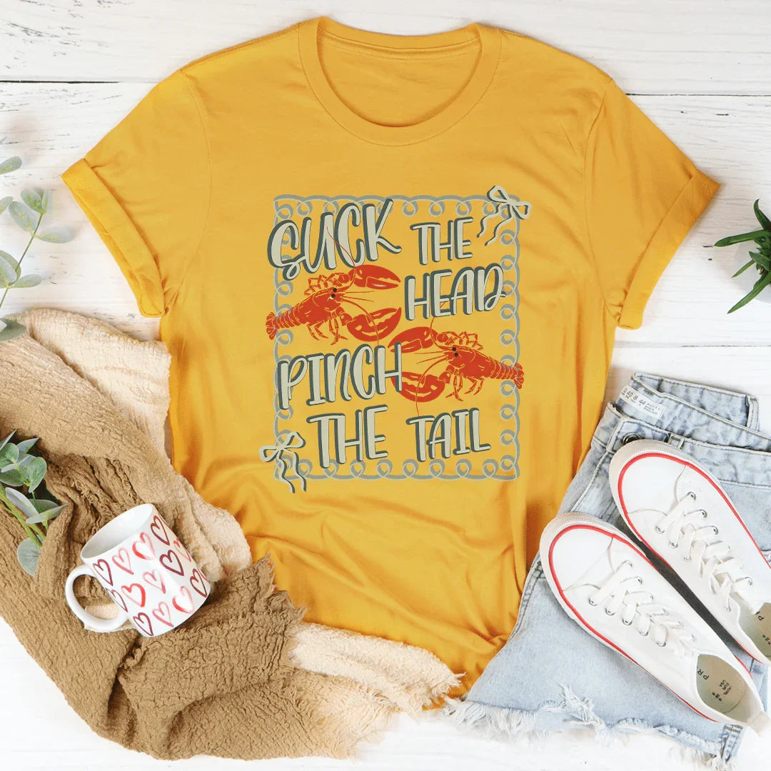 Suck The Head Pinch The Tail Tee Mustard / S Peachy Sunday T-Shirt