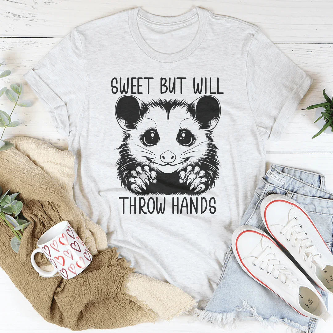 Sweet But Will Throw Hand Tee Ash / S Peachy Sunday T-Shirt