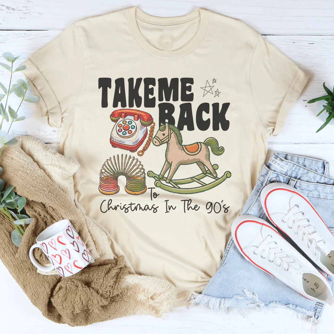 Take Me Back Christmas In The 90's Tee Soft Cream / S Peachy Sunday T-Shirt