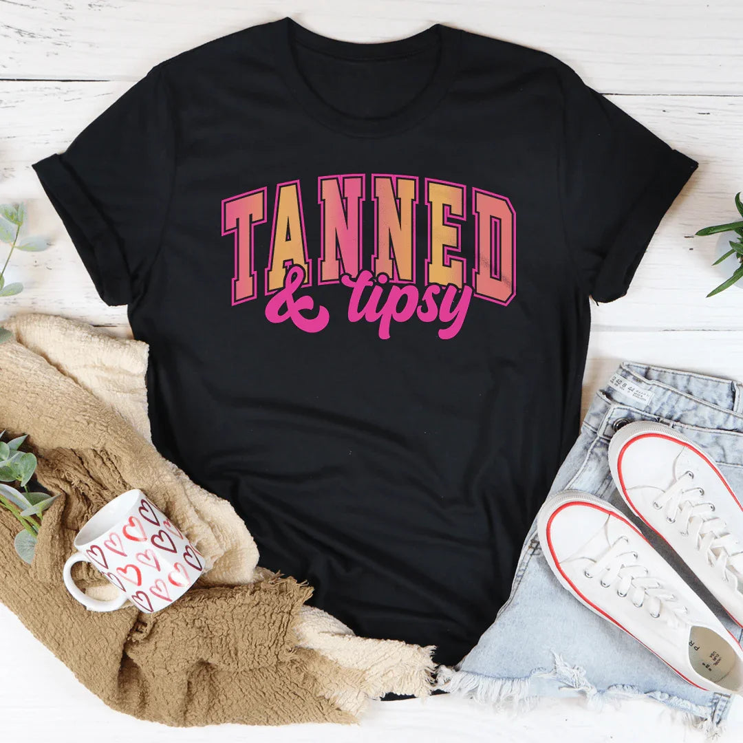 Tanned And Tipsy Tee Black Heather / S Peachy Sunday T-Shirt
