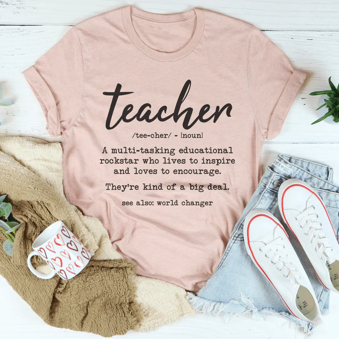Teacher A Multi Tasking Educational Rockstar Tee Heather Prism Peach / S Peachy Sunday T-Shirt