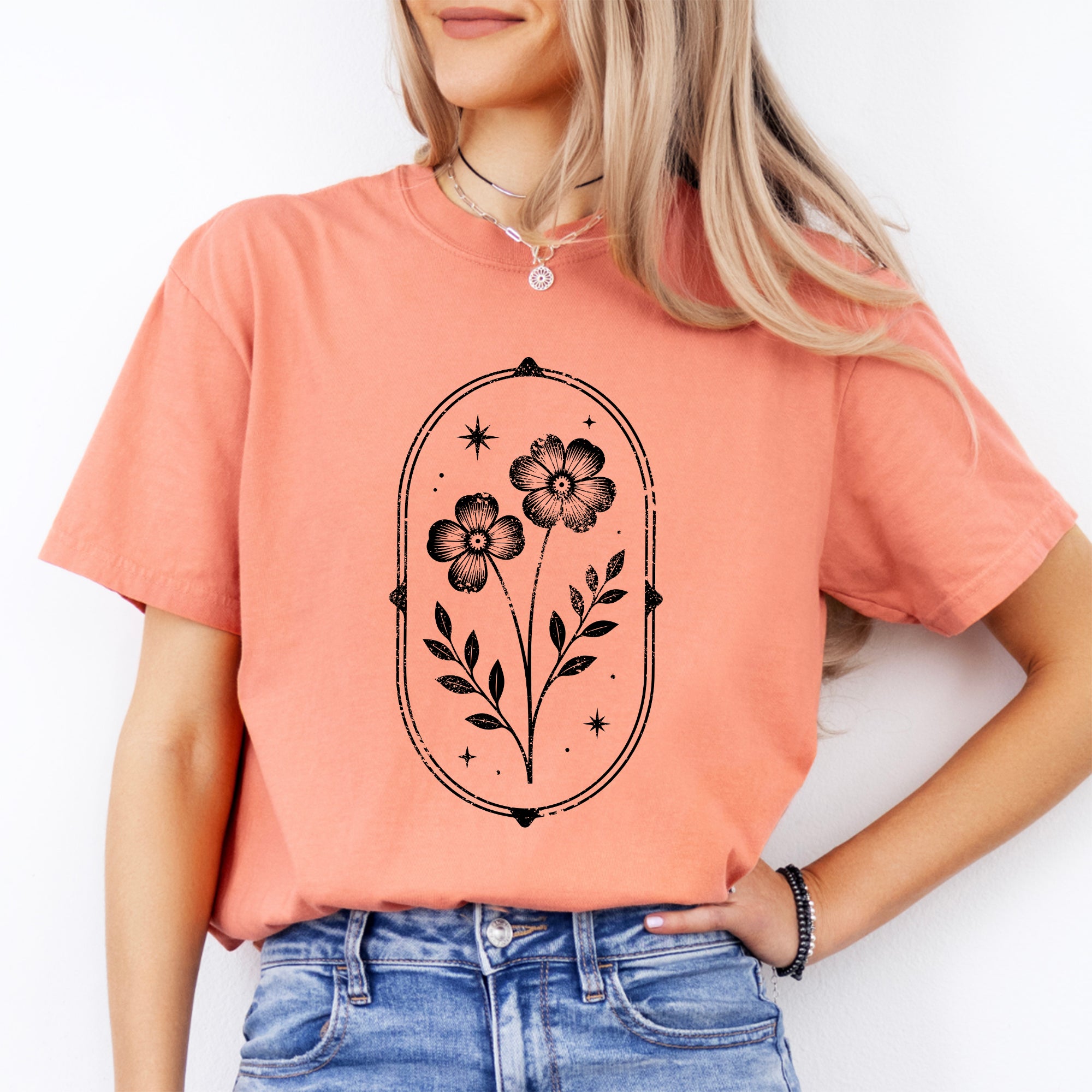 Vintage Linocut Flower Tee