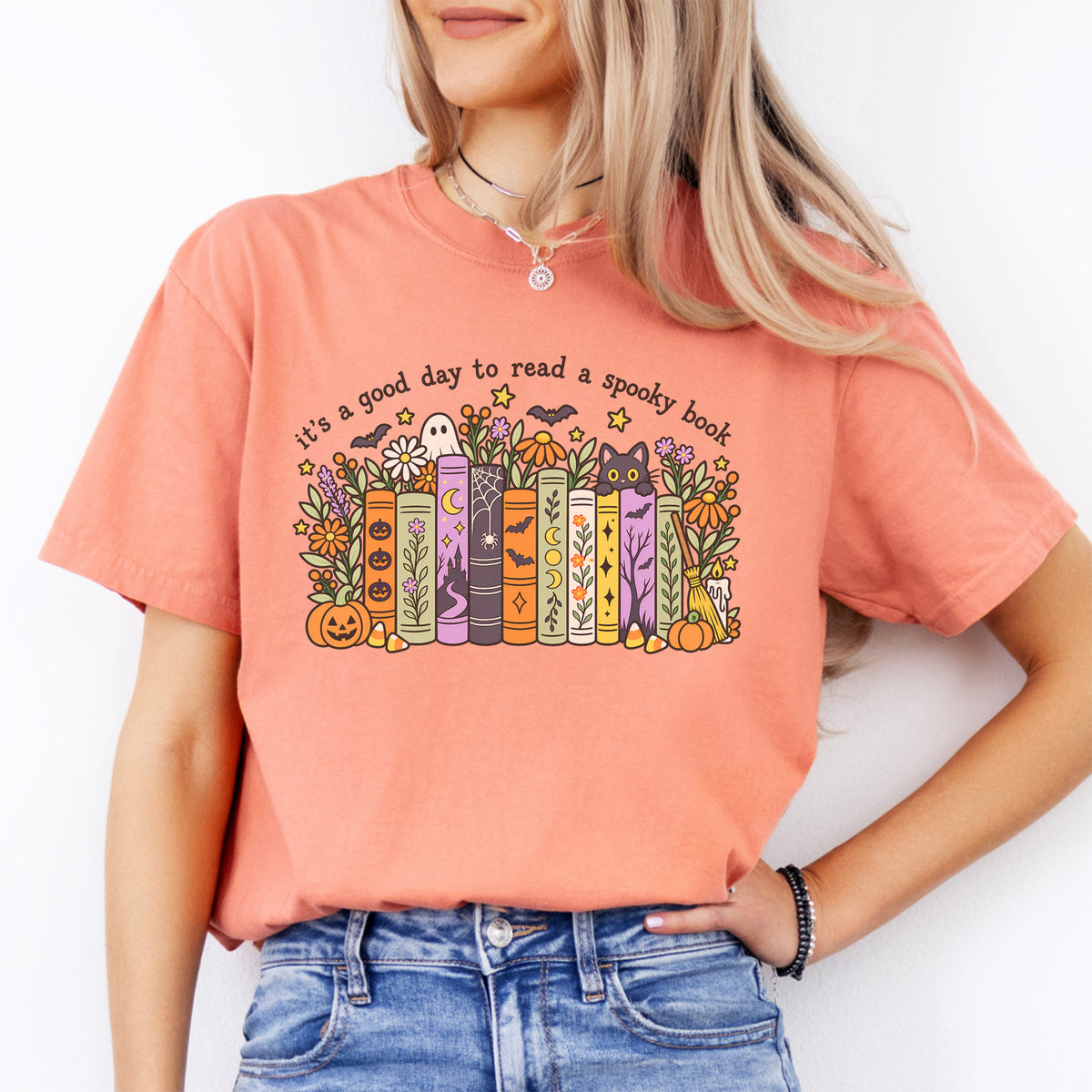 T-Shirt „Ein guter Tag, um ein Gruselbuch zu lesen“