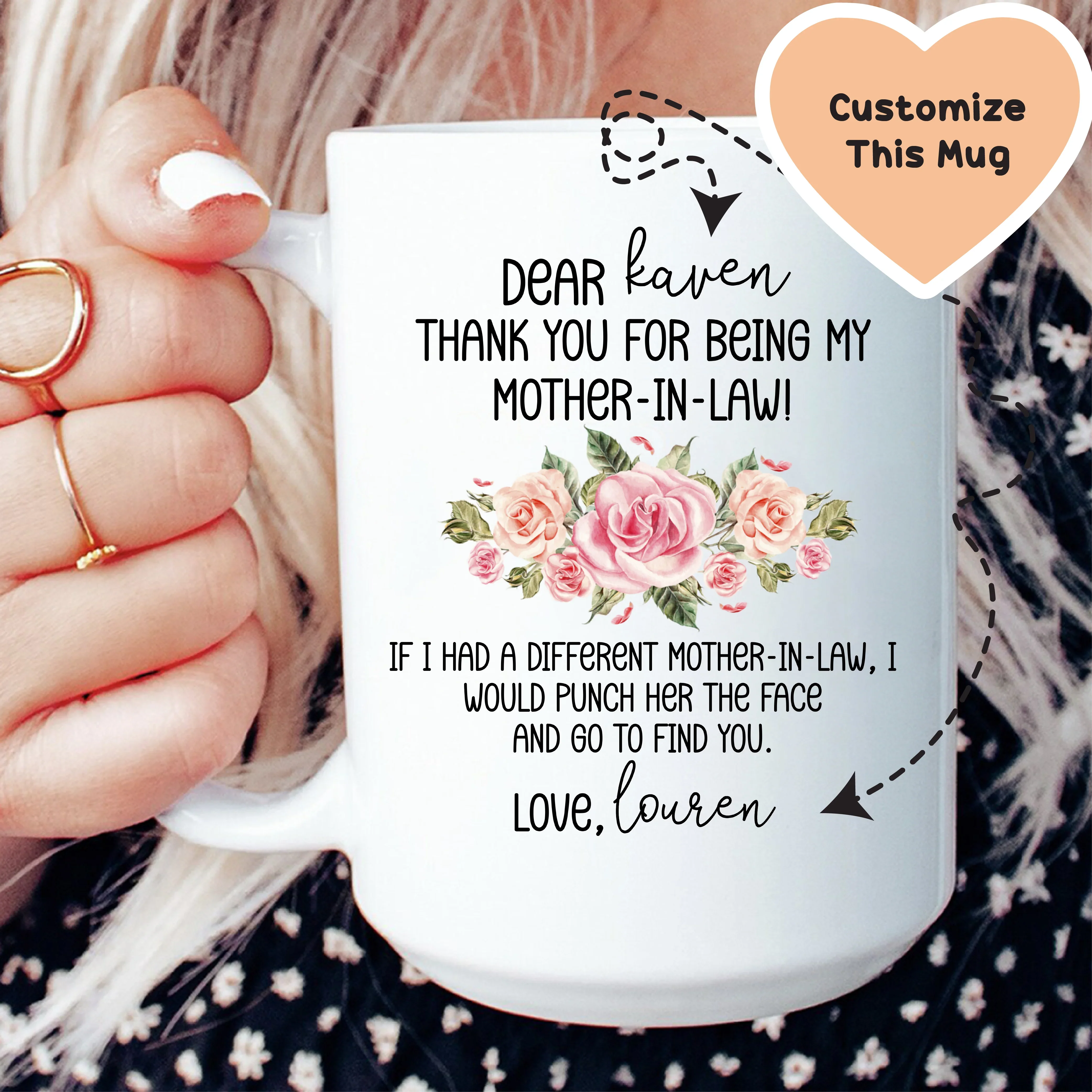 Thank for being my mother in law Custom Mug White / 15 oz printful T-Shirt