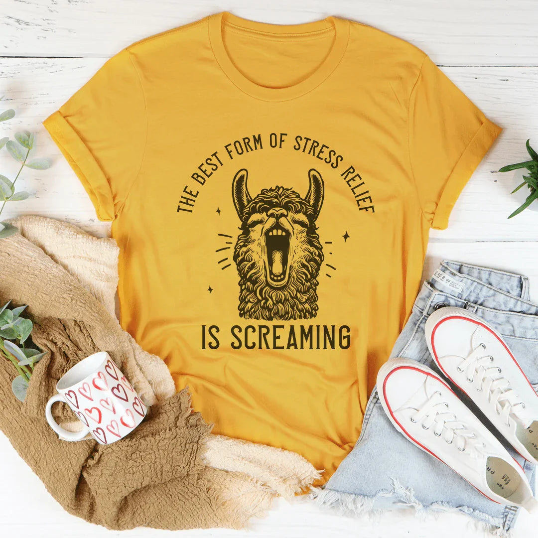 The Best Form Of Stress Relief Is Screaming Tee Mustard / S Peachy Sunday T-Shirt