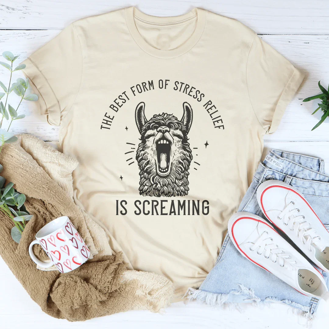 The Best Form Of Stress Relief Is Screaming Tee Soft Cream / S Peachy Sunday T-Shirt