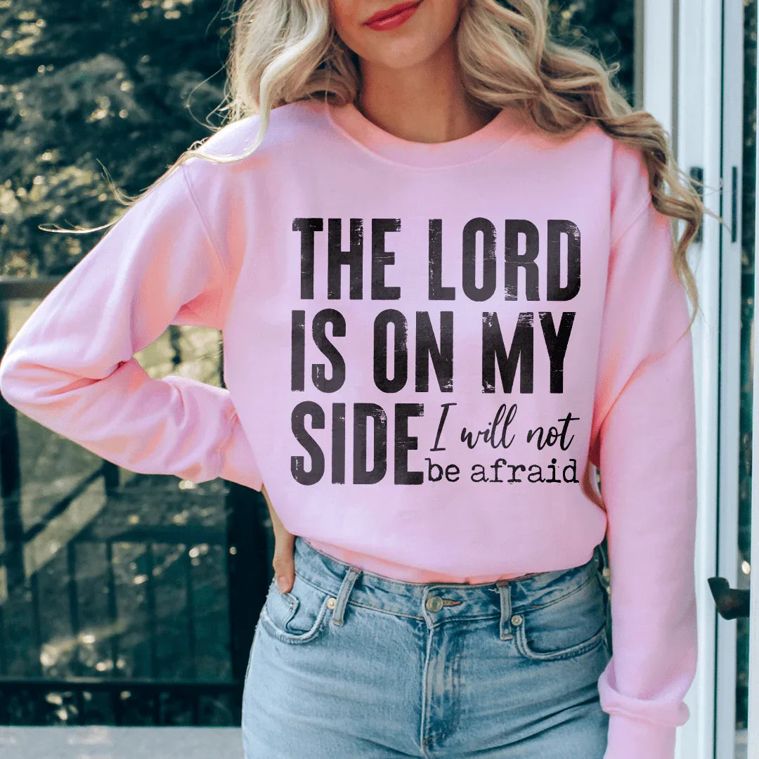 The Lord Is On My Side Sweatshirt Light Pink / S Peachy Sunday T-Shirt