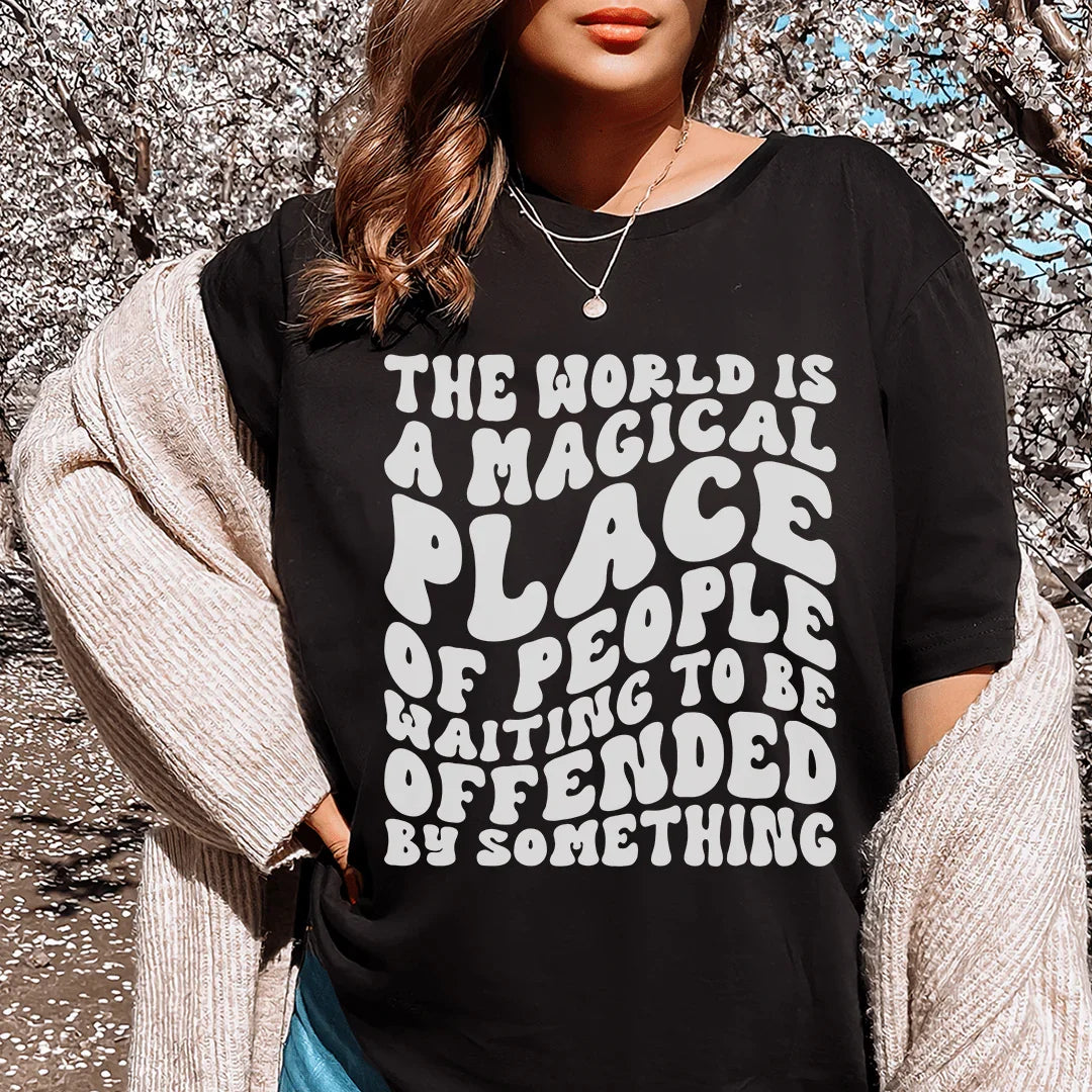 The World Is A Magical Place Of People Waiting Tee Black / S Peachy Sunday T-Shirt