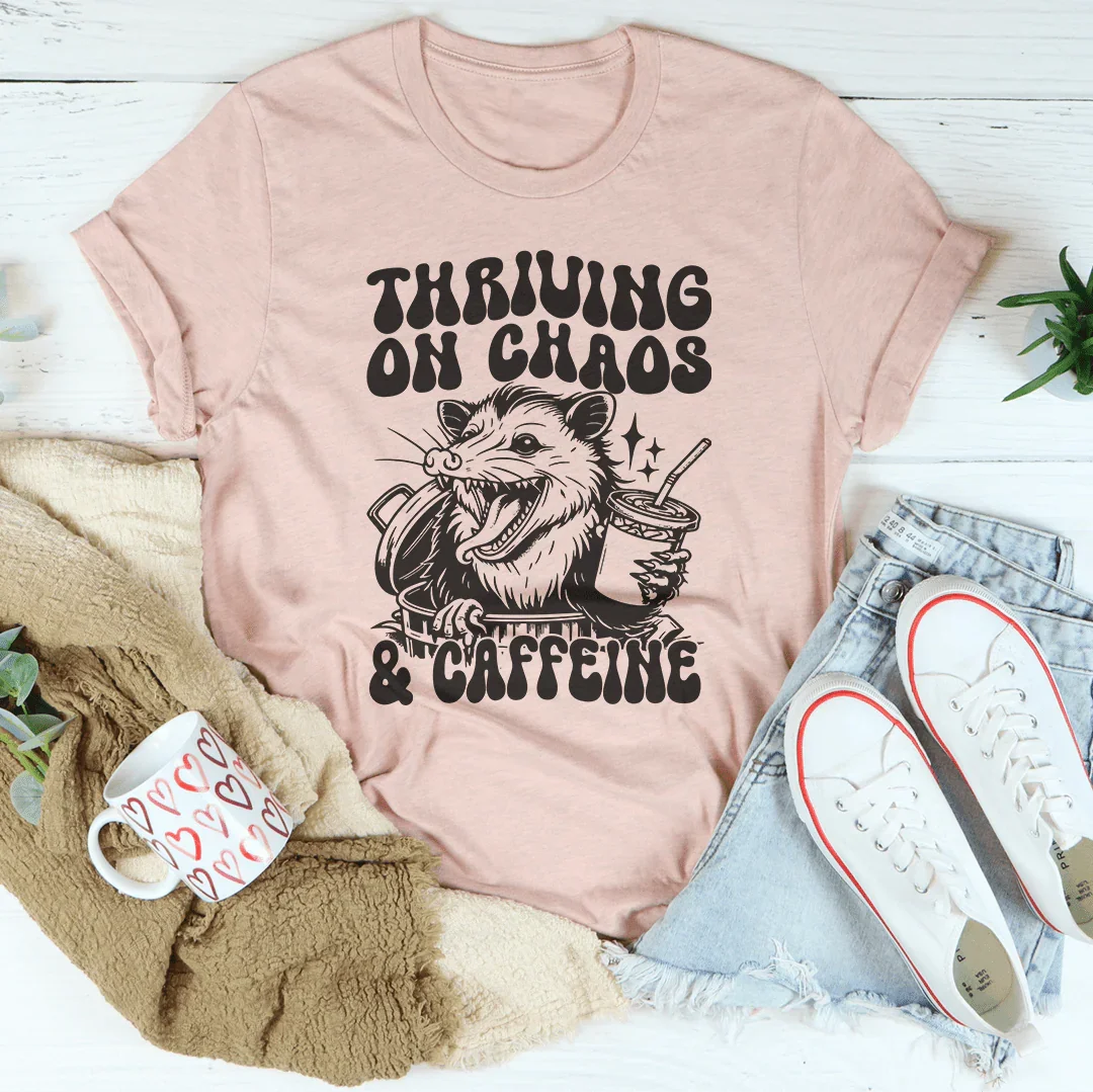 Thriving On Chaos And Caffeine Tee Heather Prism Peach / S Peachy Sunday T-Shirt