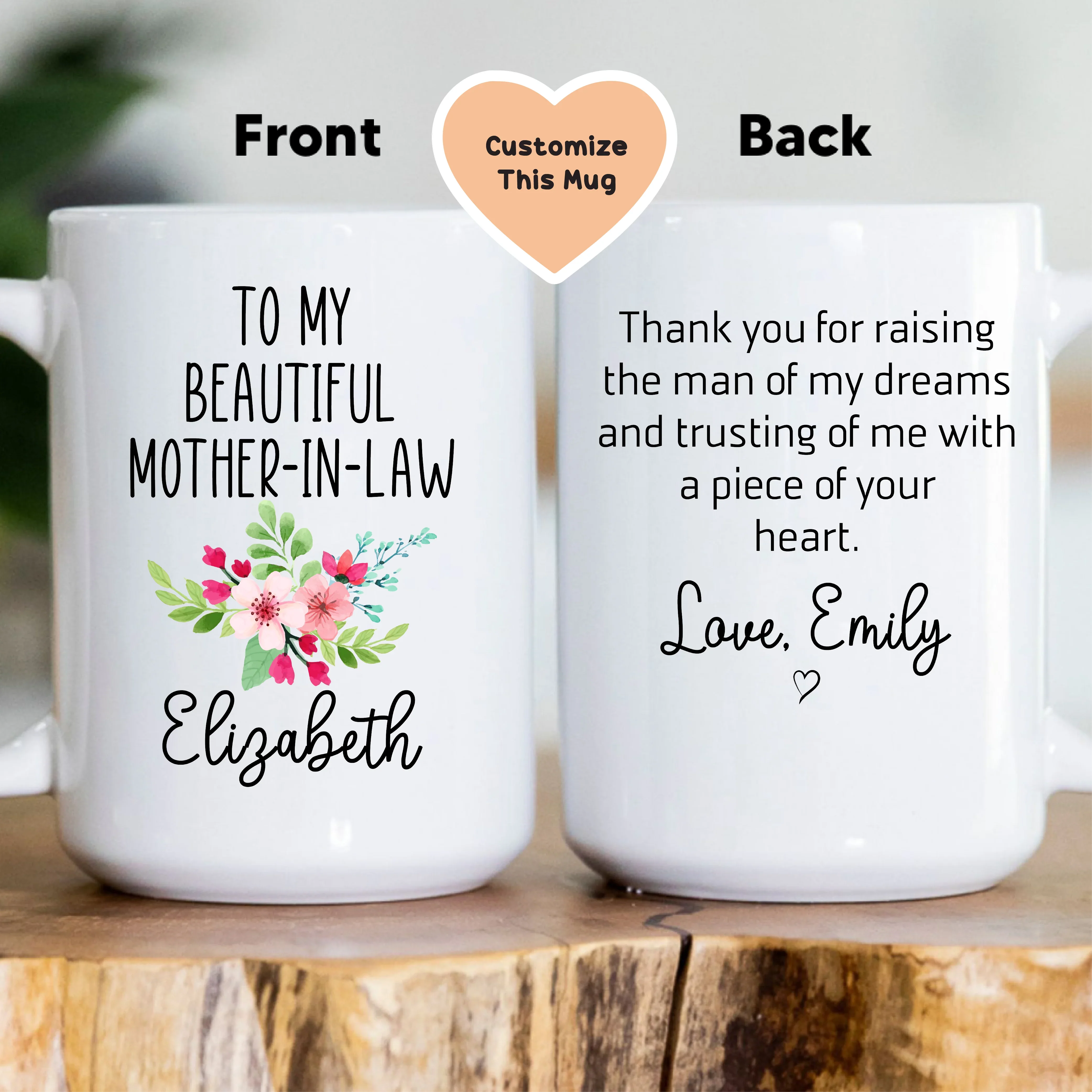 To My Beautiful Mother In Law Custom Mug White / 15 oz printful T-Shirt