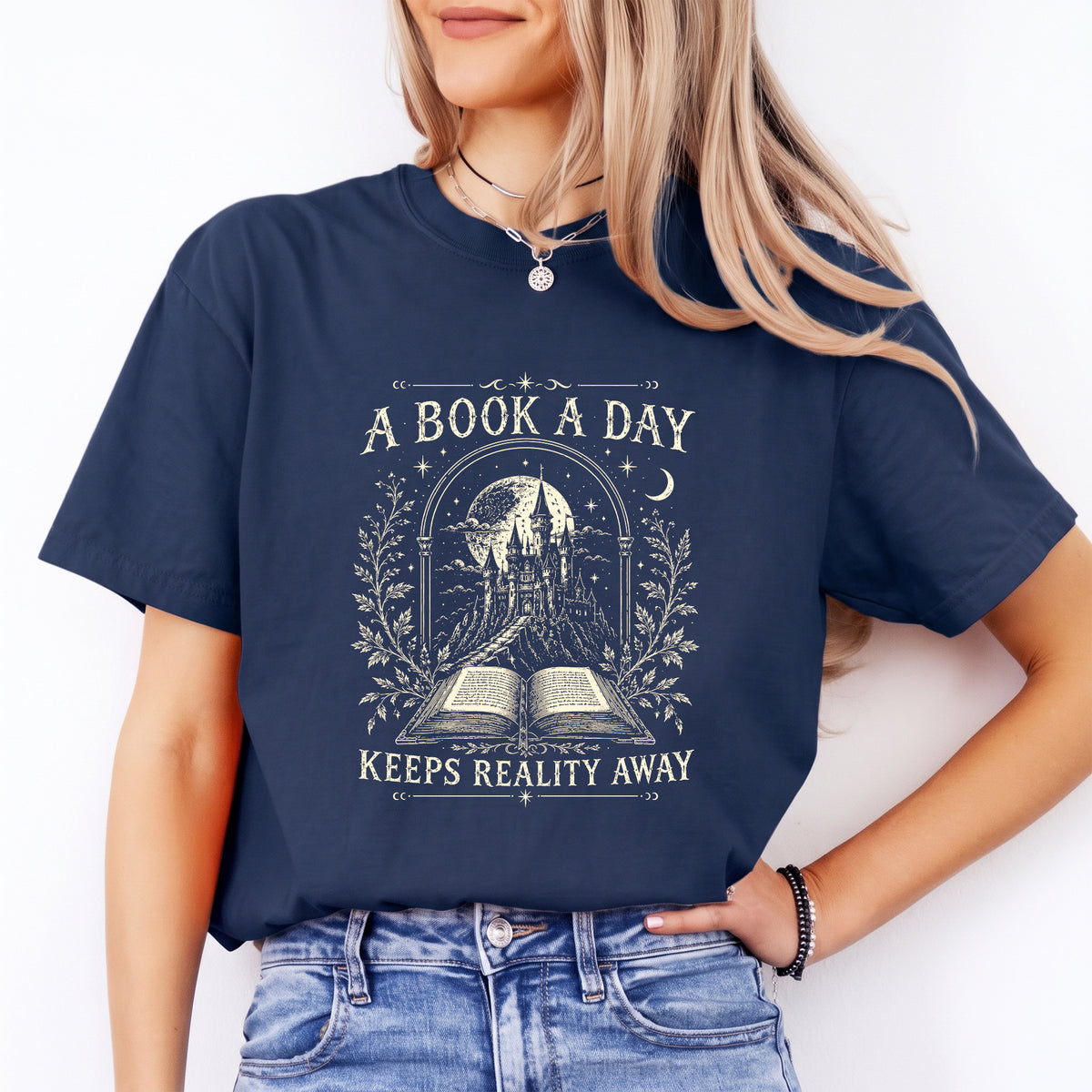 T-Shirt „Ein Buch am Tag“ mit Drachenmotiv
