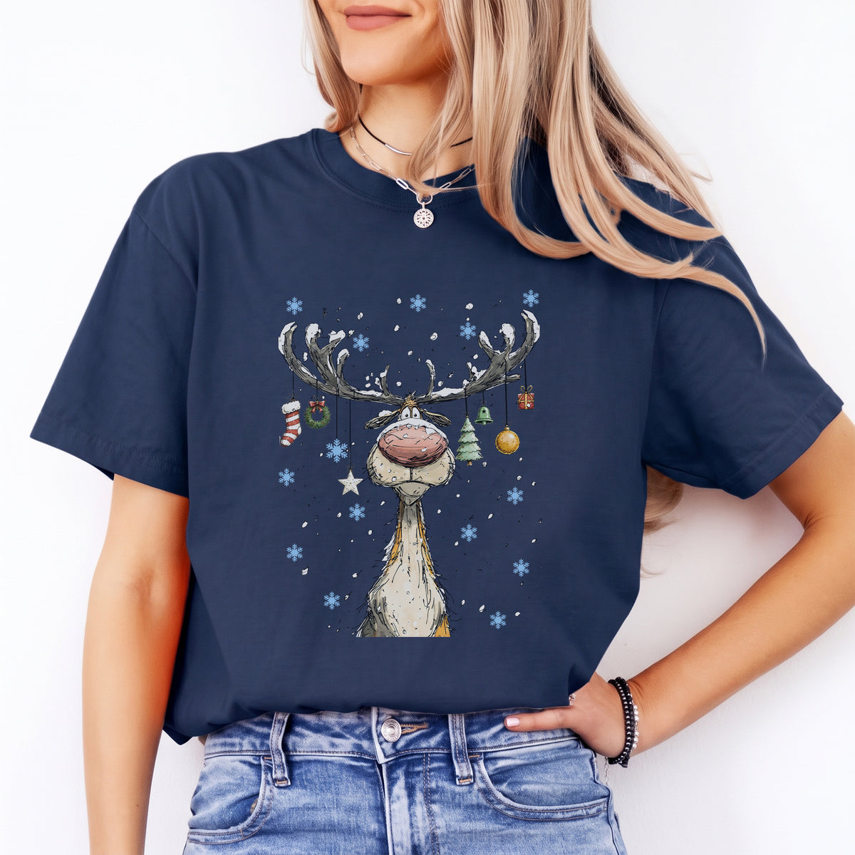 Camiseta navideña de reno adorable