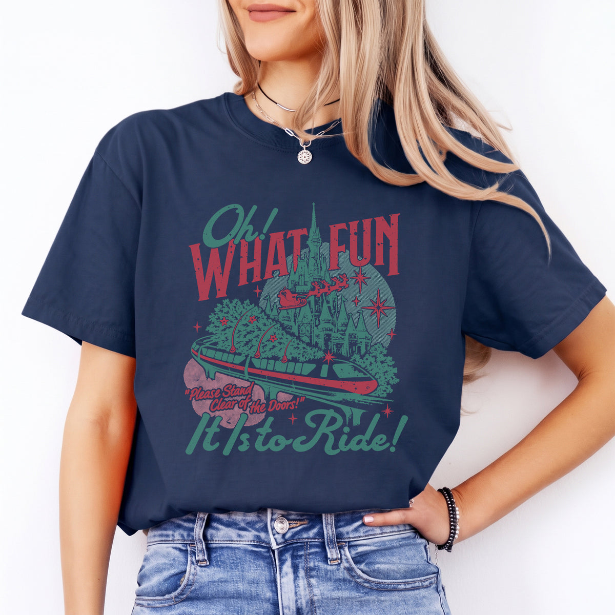 T-Shirt „Oh, wie schön ist es, an Weihnachten zu fahren“