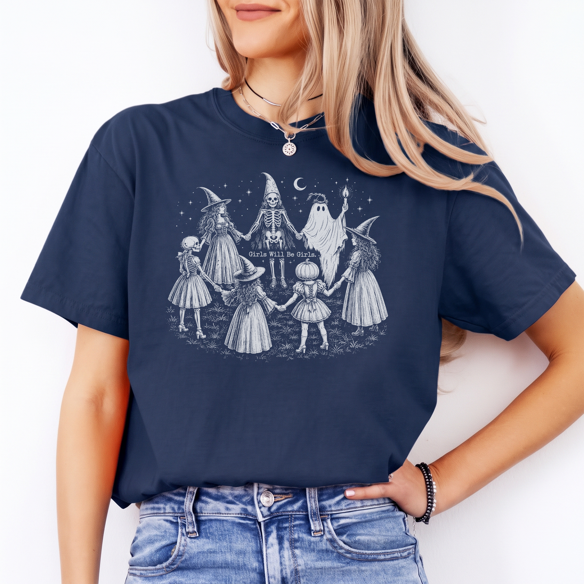 \"Girls Will Be Girls\" – Vintage Witch Coven Graphic Shirt