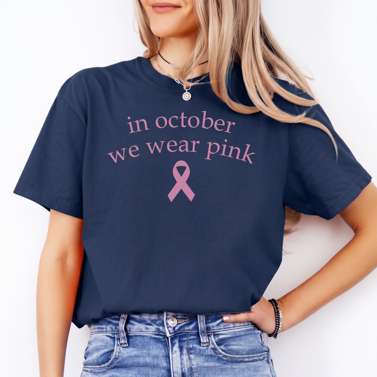 Breast Cancer Awareness Graphic Shirt – \"In October We Wear Pink\"